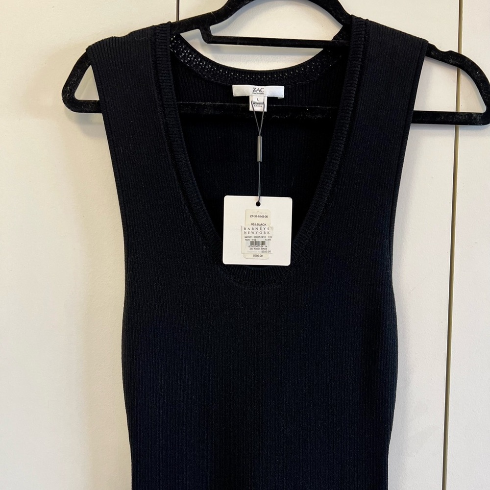 Zac Posen black Body Con Maxi Dress Lace Bottom
